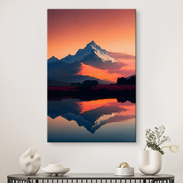 Chaîne de montagnes avec des fleurs et un lac Tableaux Chaîne de montagnes avec des fleurs et un lac