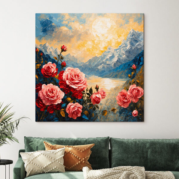 Tableaux Peinture de fleurs et de montagnes