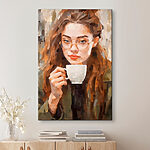 Tableaux Femme tenant une tasse blanche