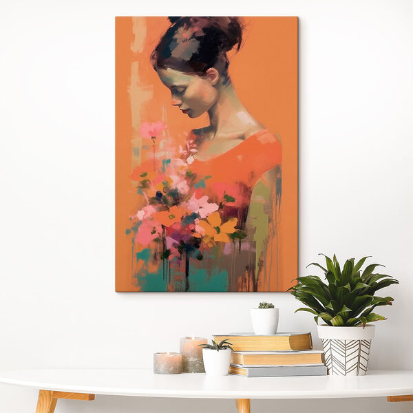 Femme tenant des fleurs Tableaux Femme tenant des fleurs