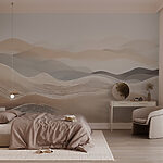 Papier peint Paysage de collines avec des vagues blanches et brunes