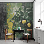 Papier peint Peinture de citrons sur un arbre
