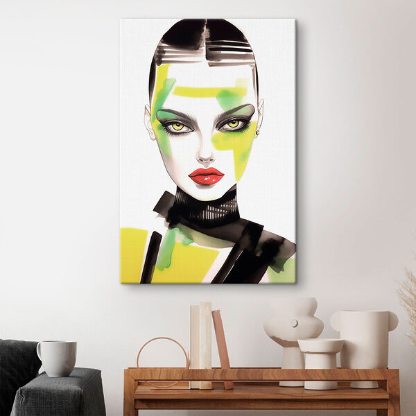 Femme maquillée en vert et jaune Tableaux Femme maquillée en vert et jaune