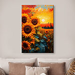 Tableaux Peinture de tournesols dans un champ