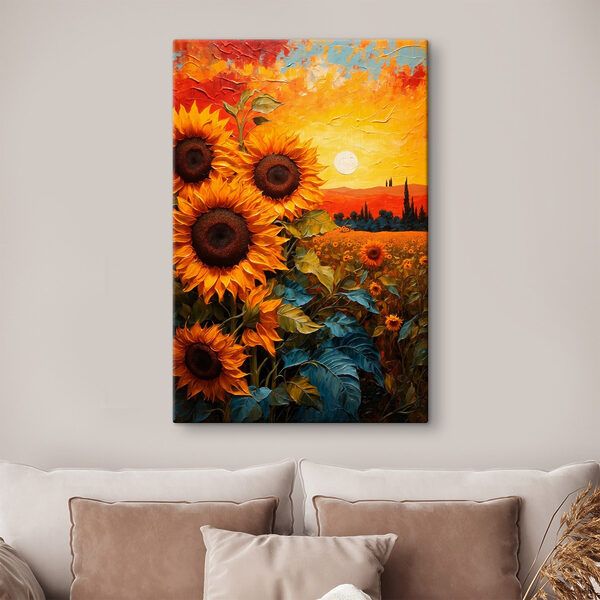 Peinture de tournesols dans un champ Tableaux Peinture de tournesols dans un champ