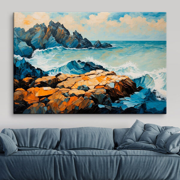 Peinture de vagues s'écrasant sur des rochers Tableaux Peinture de vagues s'écrasant sur des rochers