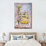 Tableaux Peinture d'une fenêtre avec des fleurs