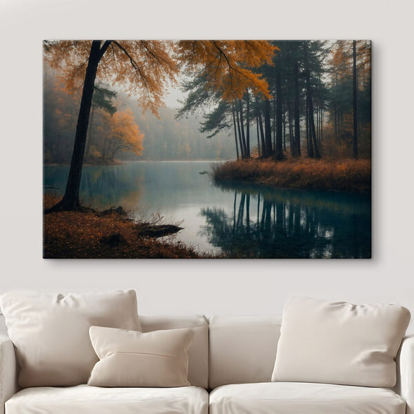 Plan d'eau avec des arbres et de l'herbe Tableaux Plan d'eau avec des arbres et de l'herbe