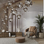 Papier peint Des pierres précieuses flottent dans un tunnel sans fin