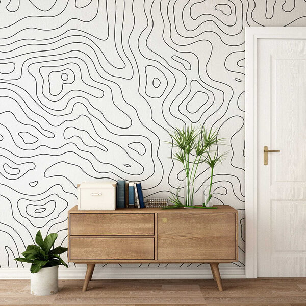 Papier peint Ligne noire sur fond blanc