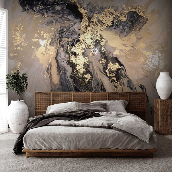 Papier peint Peinture abstraite métallique tourbillonnante