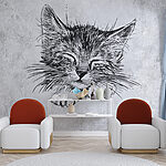Papier peint Dessin de chaton endormi sur papier