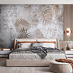Papier peint Motif abstrait de feuilles tropicales