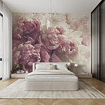 Papier peint Bouquet de fleurs roses et blanches