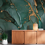 Papier peint Motif abstrait vert et marron
