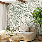 Papier peint Feuilles vertes aux lignes complexes
