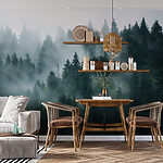 Papier peint Groupe d'arbres dans le brouillard