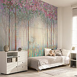 Papier peint Peinture d'oiseaux sur un arbre