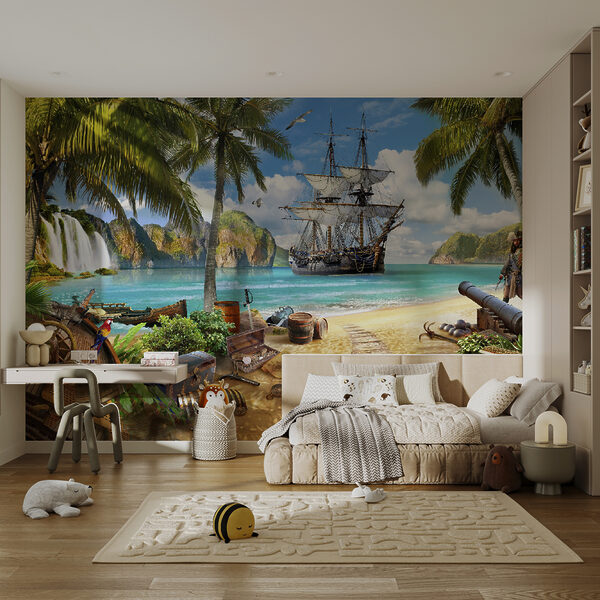 Papier peint Navire pirate ancré dans un paradis tropical (UGS : u62419) Papier peint Papier peint Navire pirate ancré dans un paradis tropical (UGS : u62419)