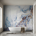 Papier peint Art fluide bleu élégant avec veines