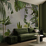 Papier peint Paradis de la jungle luxuriante avec des feuilles vertes