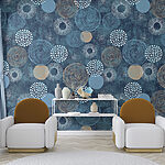 Papier peint Motif de cercle bleu et blanc