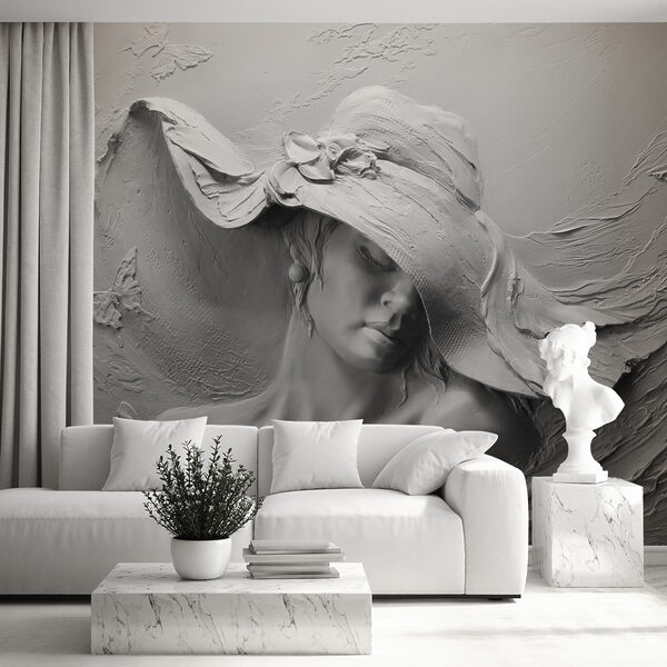 Papier peint Sculpture d'une femme portant un chapeau