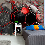 Papier peint Hexagones rouges sur une surface blanche