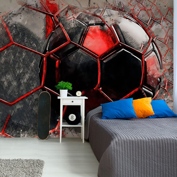 Papier peint Hexagones rouges sur une surface blanche
