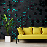 Papier peint Hexagones noirs et bleus