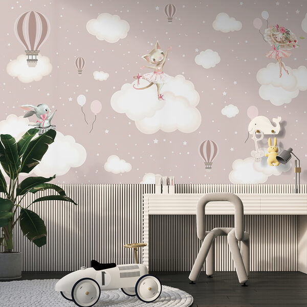 Papier peint Ballet d'animaux dansant sur les nuages
