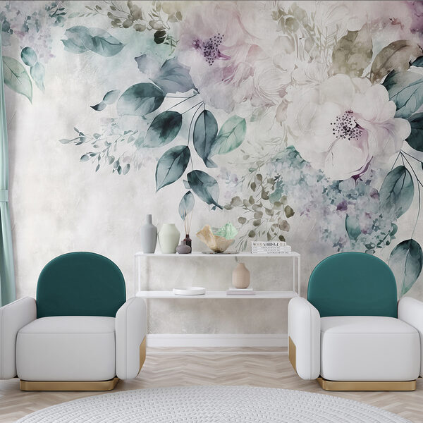 Papier peint L'élégance florale dans des teintes aquarelles