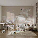 Papier peint Licorne avec ailes et corne