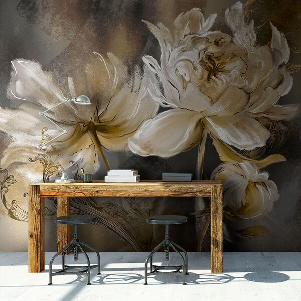 Papier peint Élégante œuvre d'art florale aux détails complexes
