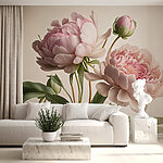 Papier peint Fleurs de pivoine dans des teintes roses douces