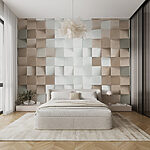 Papier peint Motif texturé beige et blanc