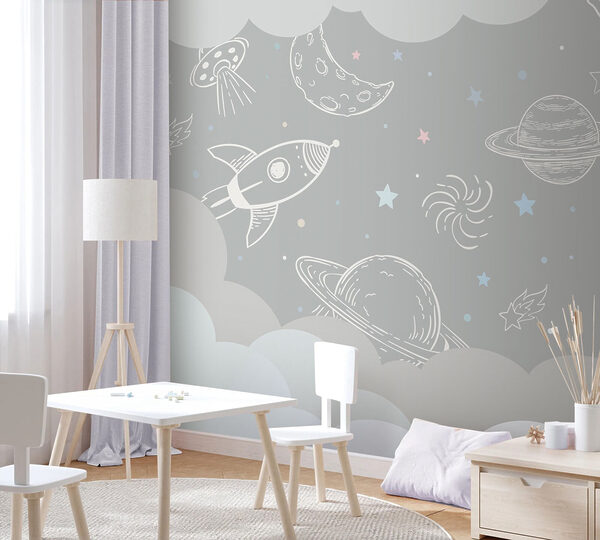 Papier peint Étoile blanche sur fond gris