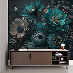 Papier peint Élégance florale dans des tons sarcelle apaisants