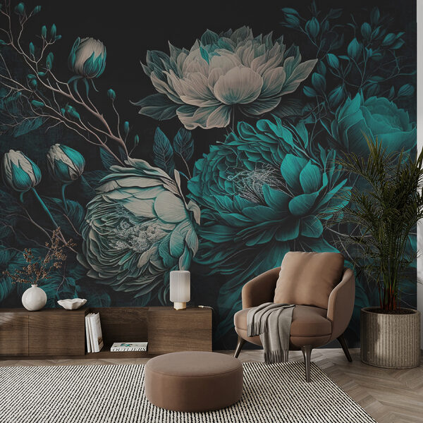 Papier peint Grande fleur de mûre sur le mur grunge nr. w08181v2 – magasin en ligne