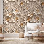 Papier peint Motif floral complexe en beige