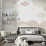 Papier peint Nuages blancs et roses