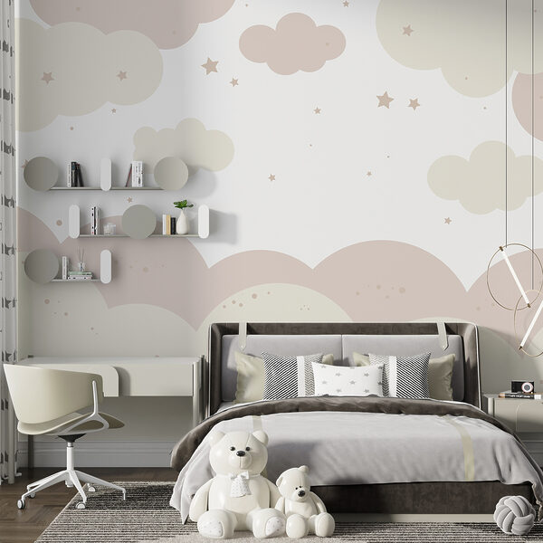 Nuages blancs et roses Papier peint Nuages blancs et roses