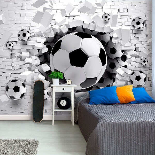 Papier peint Ballon de football noir et blanc