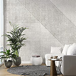 Papier peint Motif rayé gris et blanc