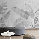 Papier peint Motif de feuilles de bananier en esquisse