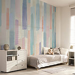 Papier peint Motif de rayures aquarelles pastel