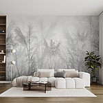 Papier peint Herbes hautes dans un paysage brumeux
