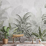 Papier peint Verdure luxuriante avec des feuilles tropicales