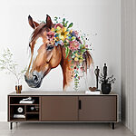Papier peint Cheval orné de fleurs éclatantes