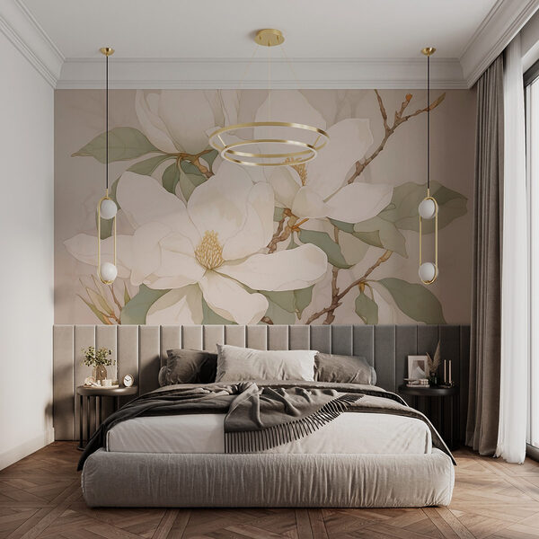 Peinture de fleurs blanches Papier peint Peinture de fleurs blanches